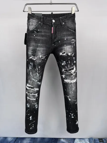 Dsquared2 Distressed Paint-Splatter Slim Fit Jeans - 24
