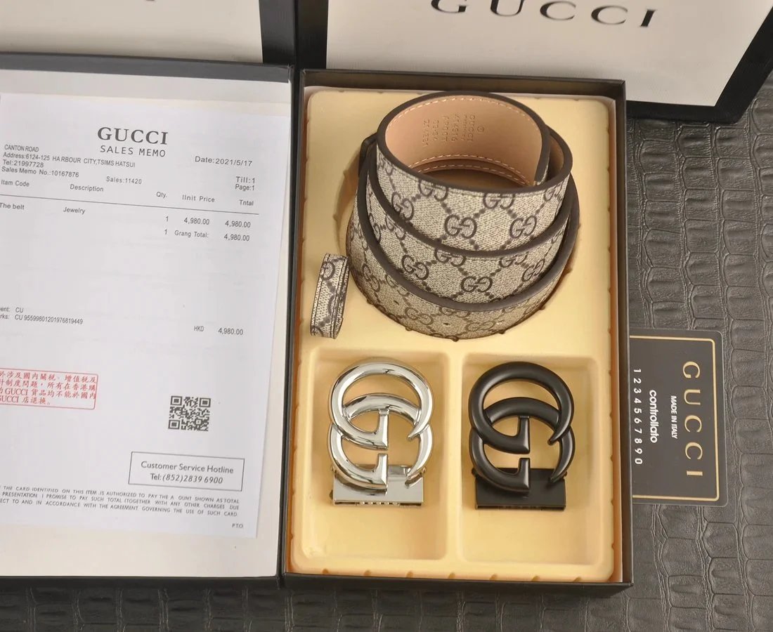 Gucci Belts GG monogram belt with interchangeable Double G buckle image 6