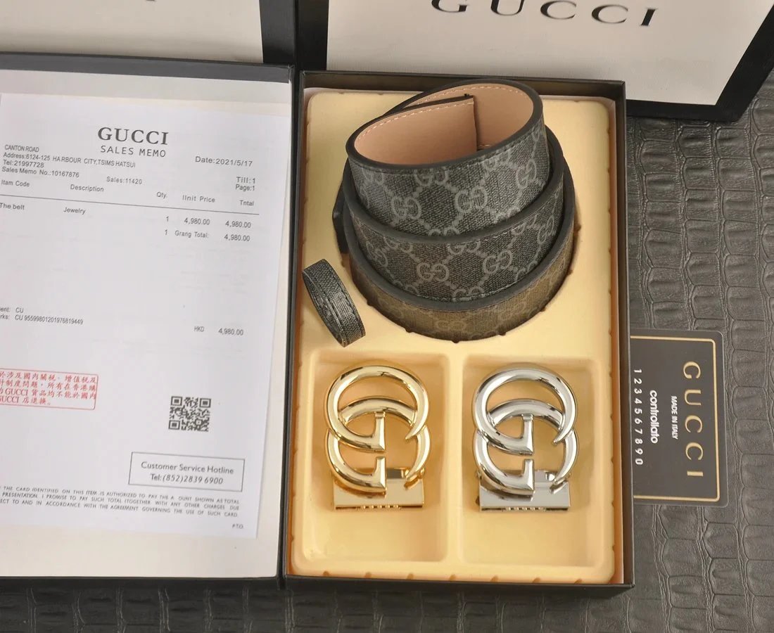 Gucci Belts GG monogram belt with interchangeable Double G buckle image 11