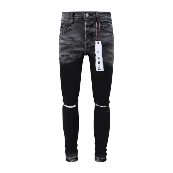 Purple x Unknown Artist Distressed Paint-Splatter Slim Fit Jeans - 17