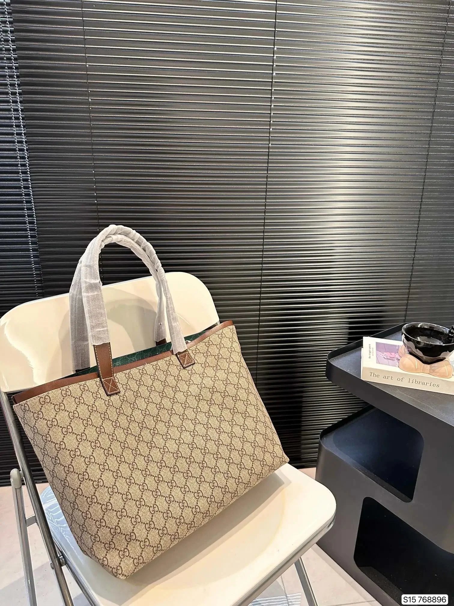 Gucci Hobo Bucket Bag Beige Brown GG Monogram with Web Stripe Shoulder Bag - 4