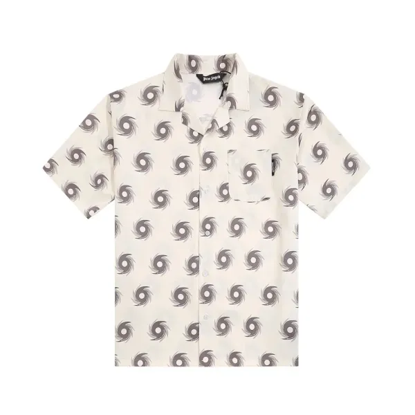 Palm Angels Shark Print Short-Sleeve Button-Up Shirt Blue - 4