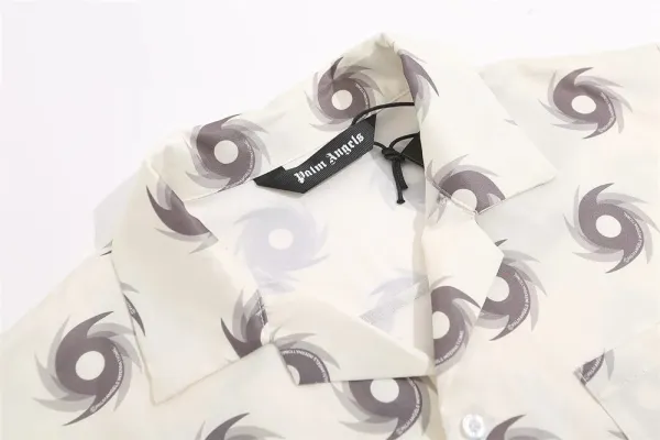 Palm Angels Shark Print Short-Sleeve Button-Up Shirt Blue - 9