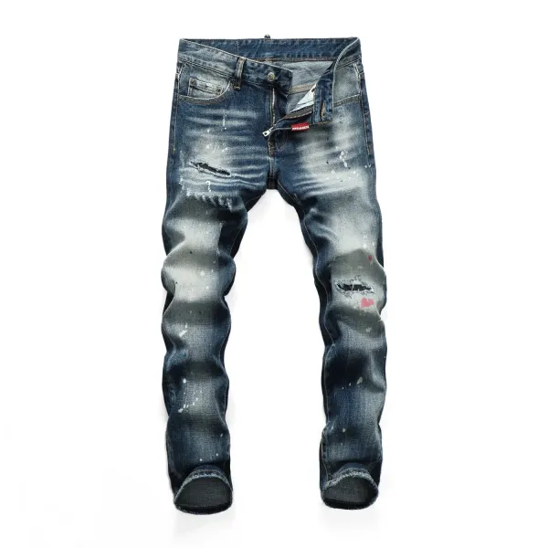 Dsquared2 Distressed Gray Paint-Splatter Slim Fit Jeans - 24