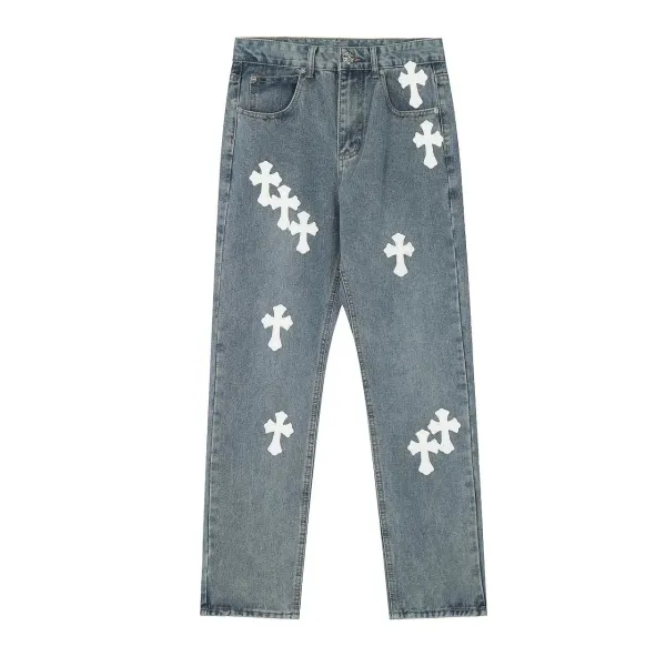 Saint Tears Cross Embroidered Black Jeans - 17