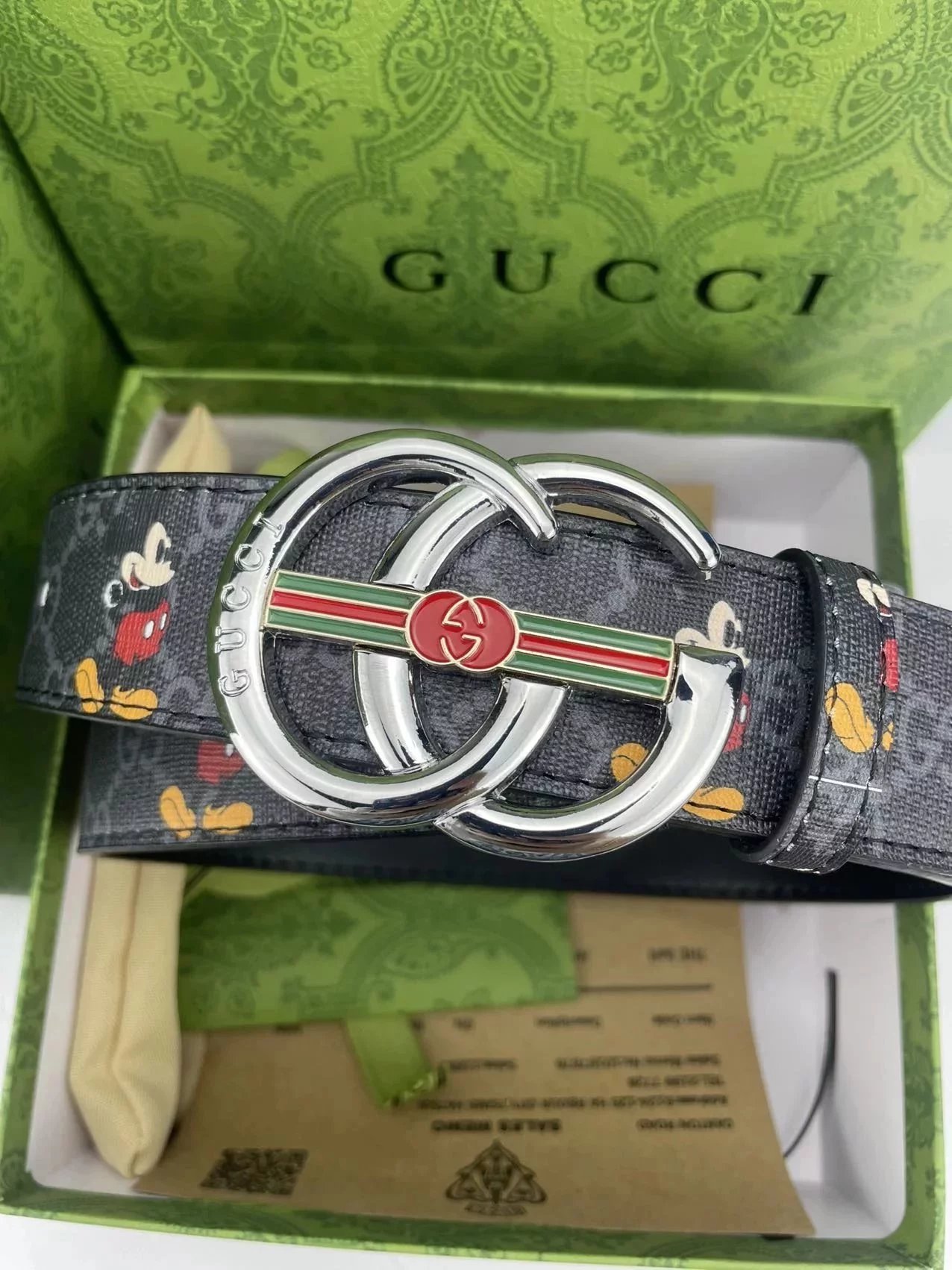 Gucci GG Marmont Snake Buckle Belt Gray Canvas with Gold Hardware - 3