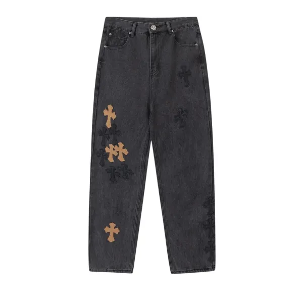 Saint Tears Cross Embroidered Black Jeans - 25