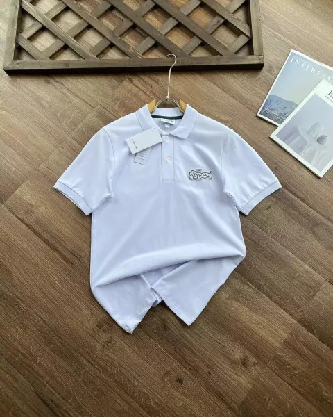 Lacoste Classic Polo Shirt White with Navy Trim Polo - 8