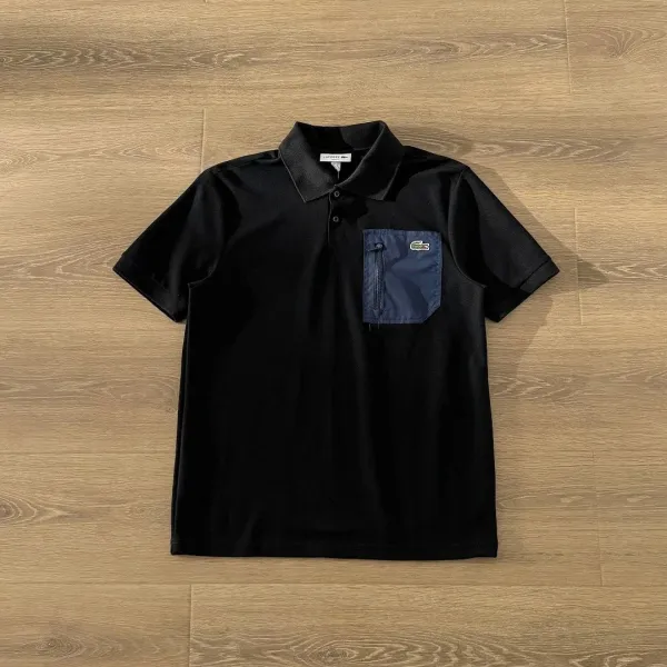 Lacoste Classic Polo Shirt White with Navy Trim Polo - 11