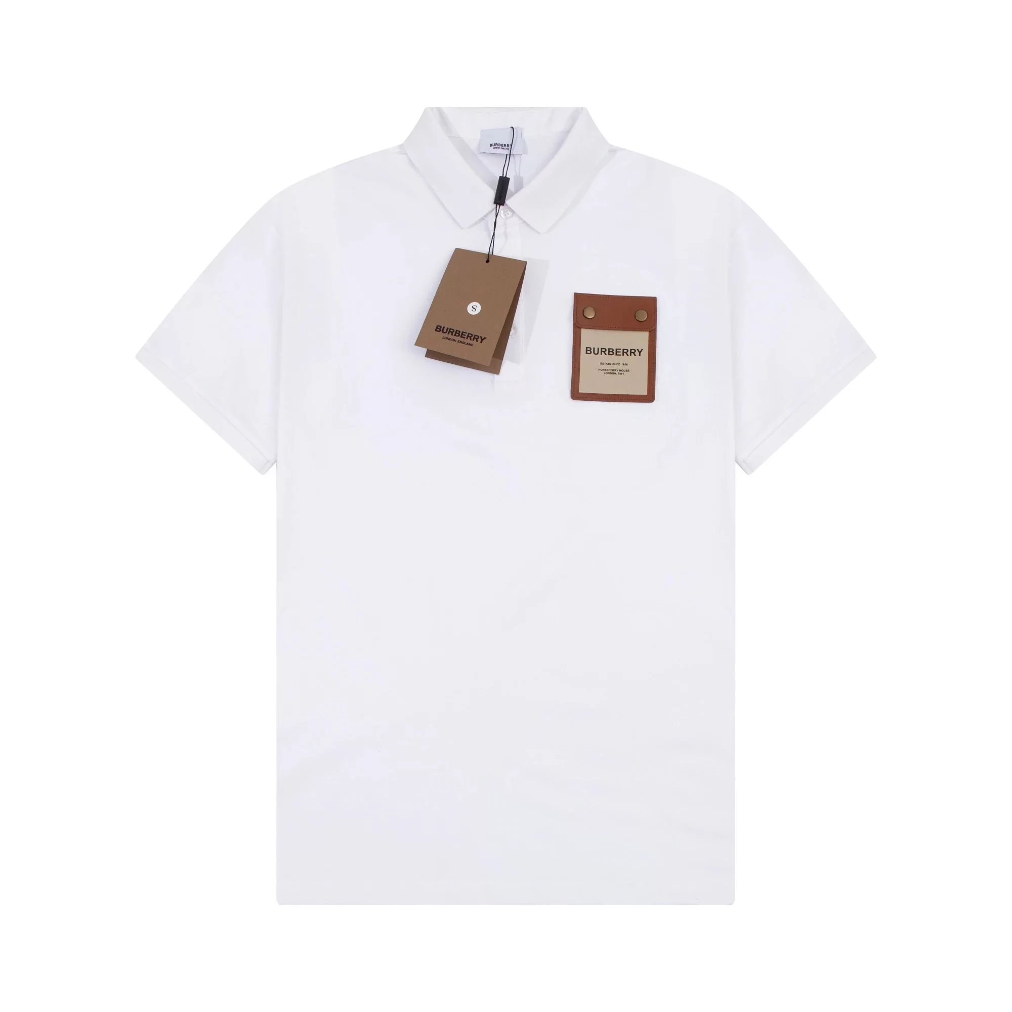 Burberry Leather-Patch Polo Black Polo Shirt - 8