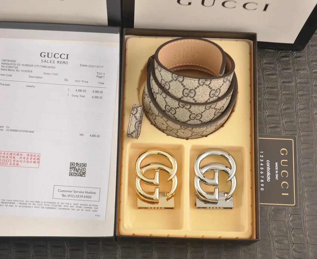 Gucci Belts GG monogram belt with interchangeable Double G buckle image 5
