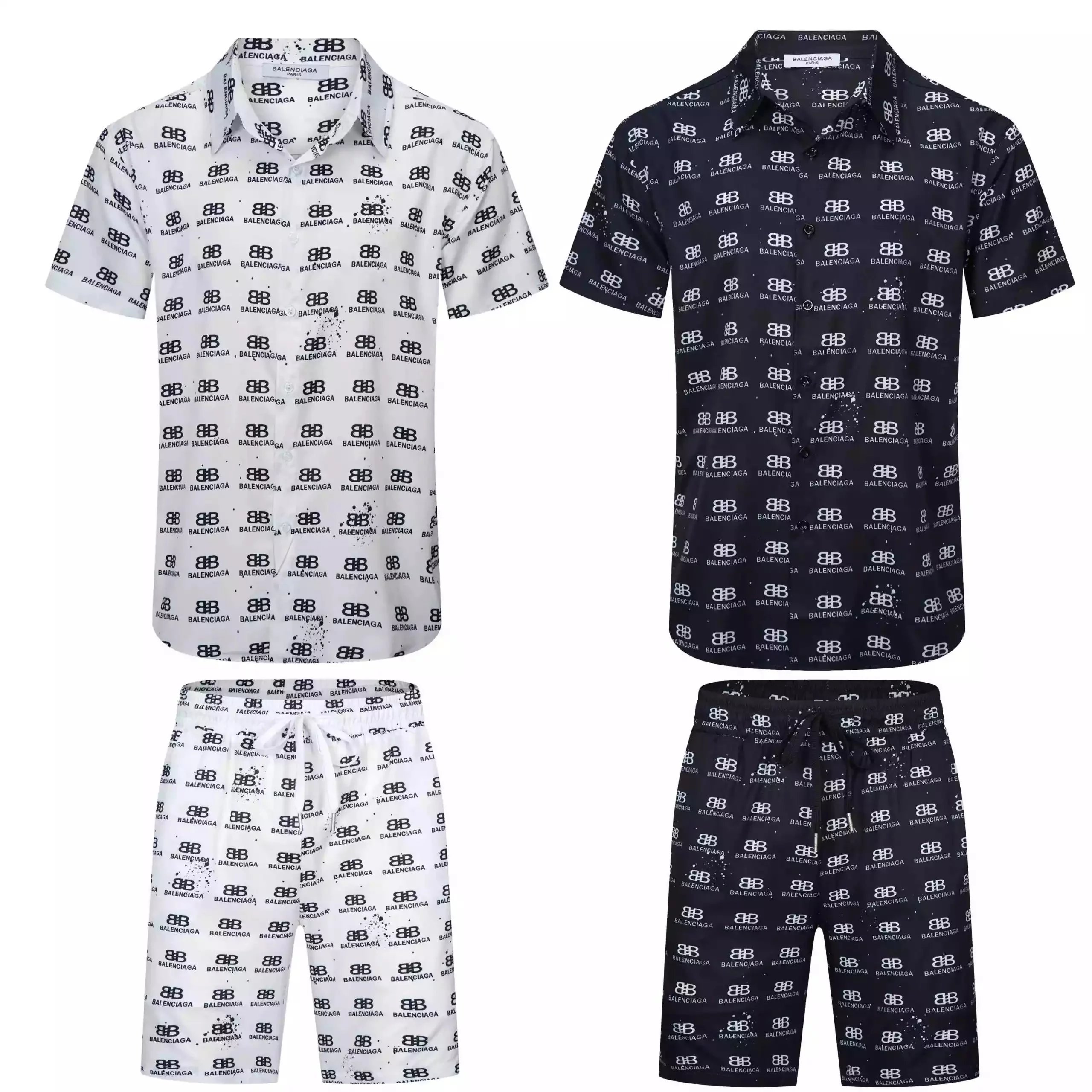 Balenciaga Paperclip Print Short-Sleeve Shirt and Shorts Set White - 34