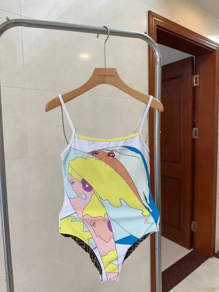 Fendi Logo-Print One-Piece Swimsuit Brown - 25