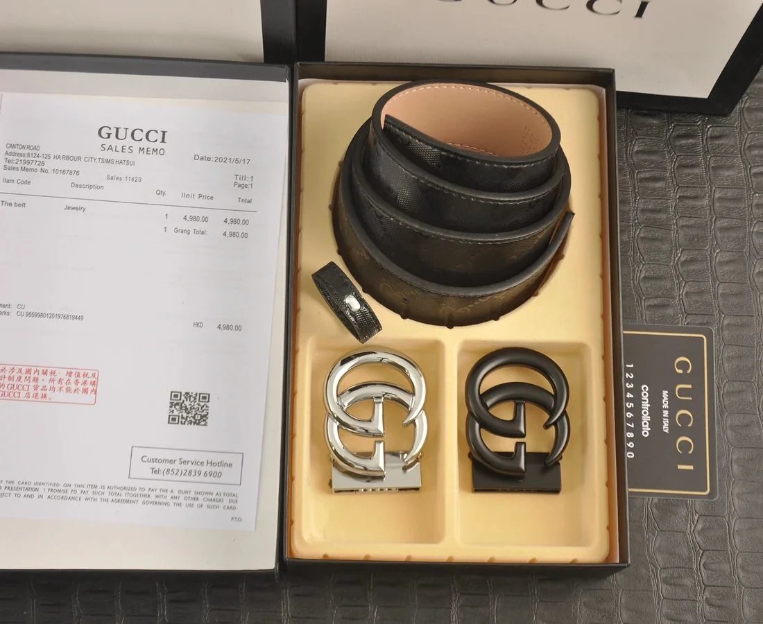 Gucci Belts GG monogram belt with interchangeable Double G buckle image 10