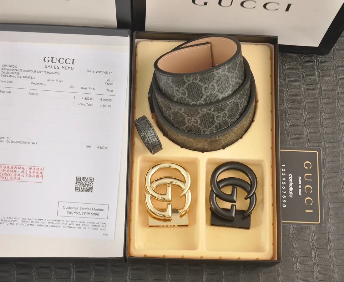 Gucci Belts GG monogram belt with interchangeable Double G buckle image 12