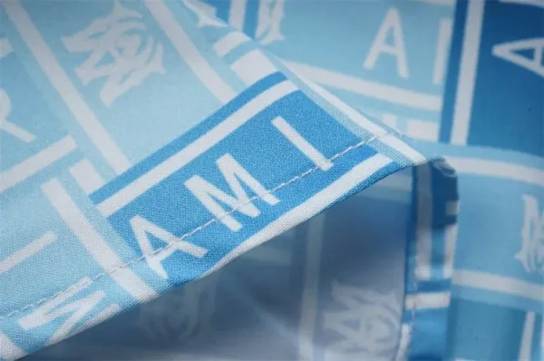 AMI Paris Logo Print Swim Shorts Blue Multicolor - 12