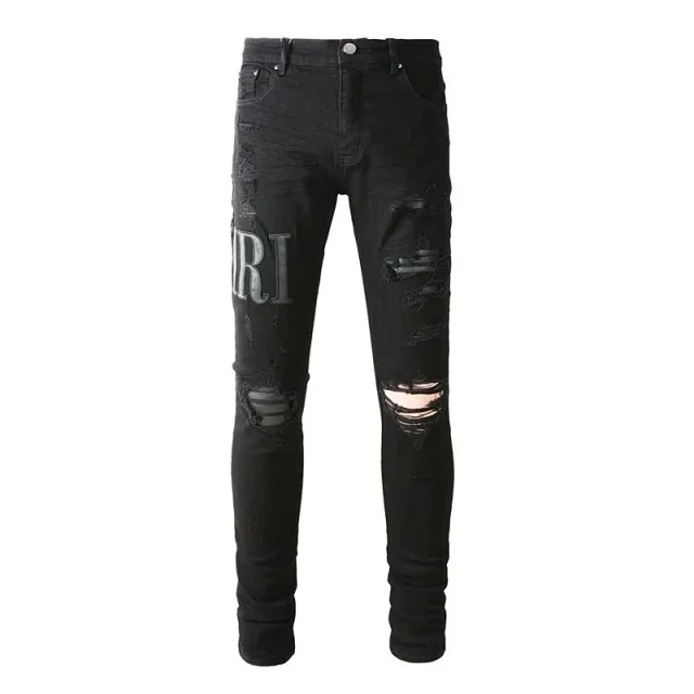 AMIRI Jeans Distressed skinny with logo appliqué product detail image 17