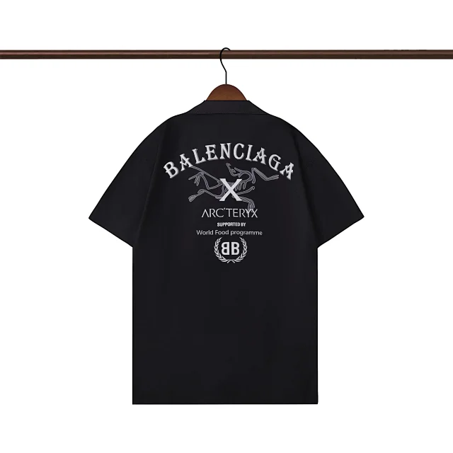 Balenciaga Shirts Short-Sleeve Logo-Print Button-Up Shirt product detail image 20