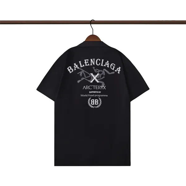 Balenciaga Logo Stripe Short-Sleeve Shirt Black and White - 22