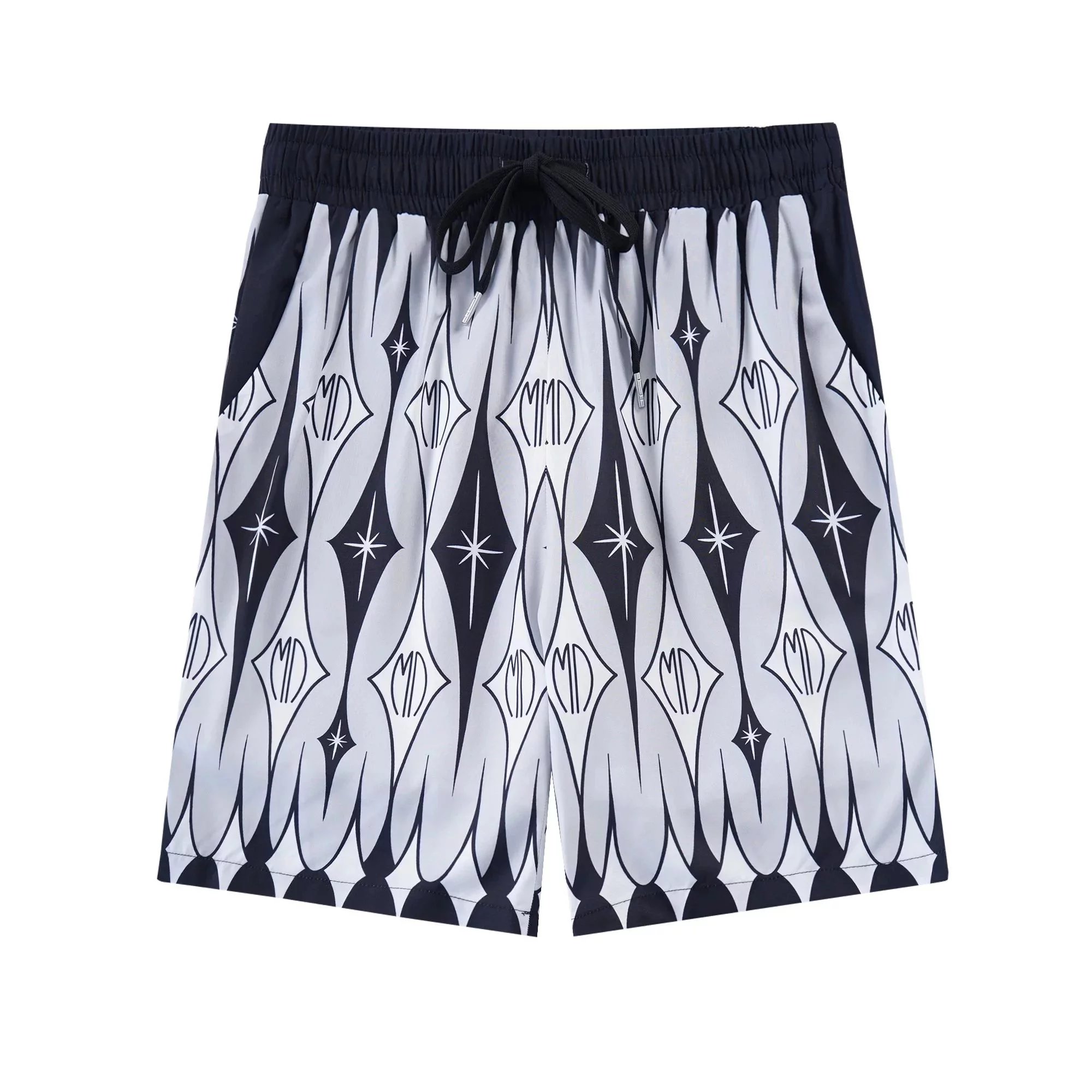 AMI Paris Tie-Dye Logo Print Shorts Navy and White - 28