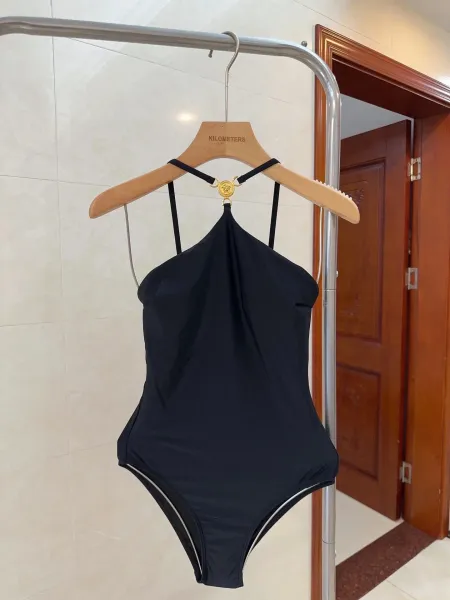 Versace Iconic Greca Pattern Blue Yellow Triangle Bikini Set - 41