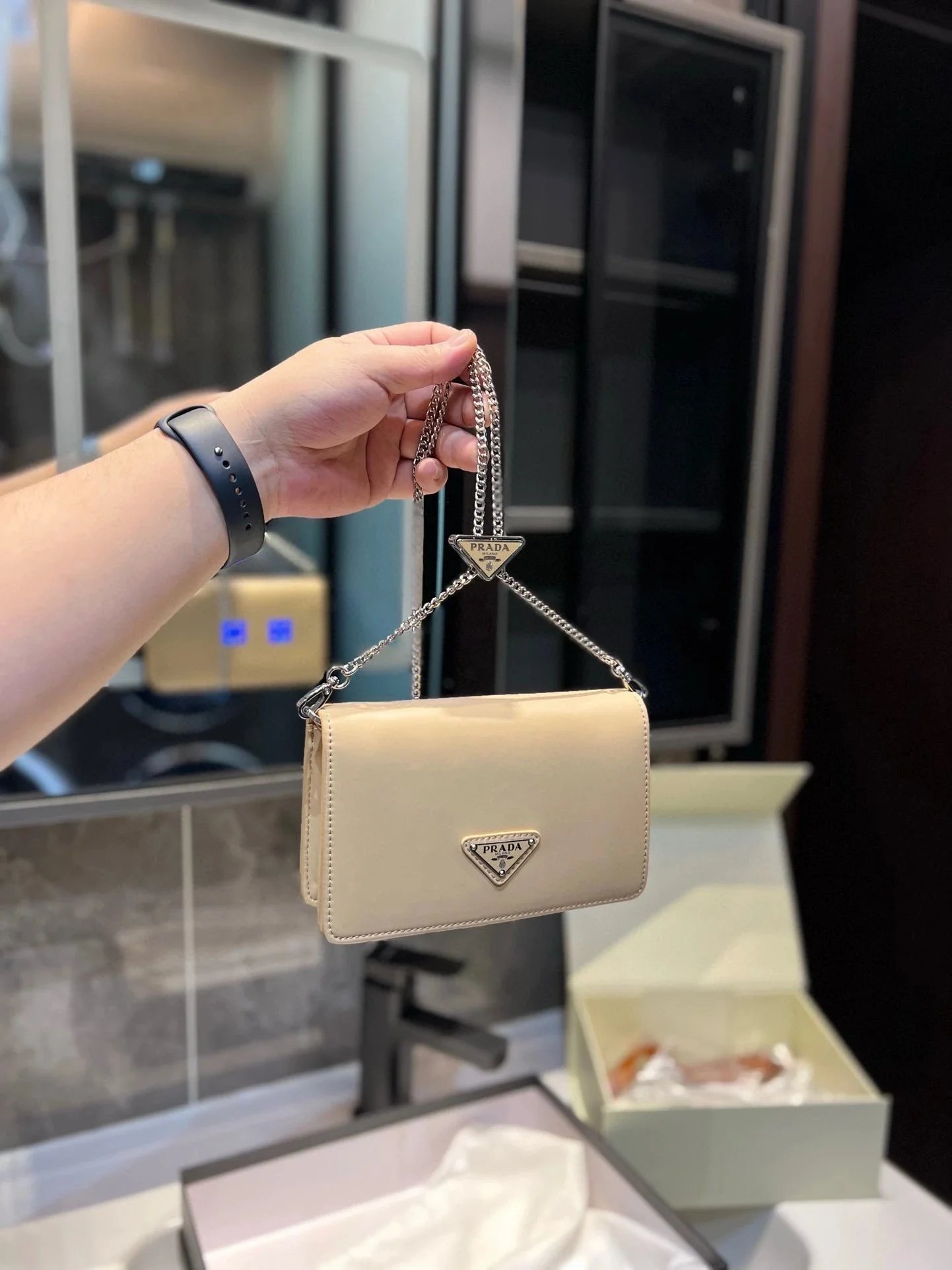 Prada Hobo Bag Tan Leather Shoulder Bag - 15