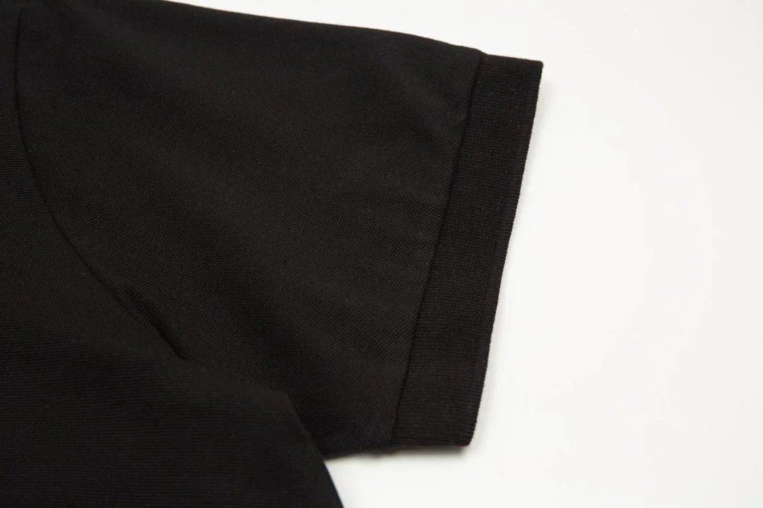Lacoste Polo Shirt Black with Green Striped Collar and Star Print Cuff Tops.polo - 6