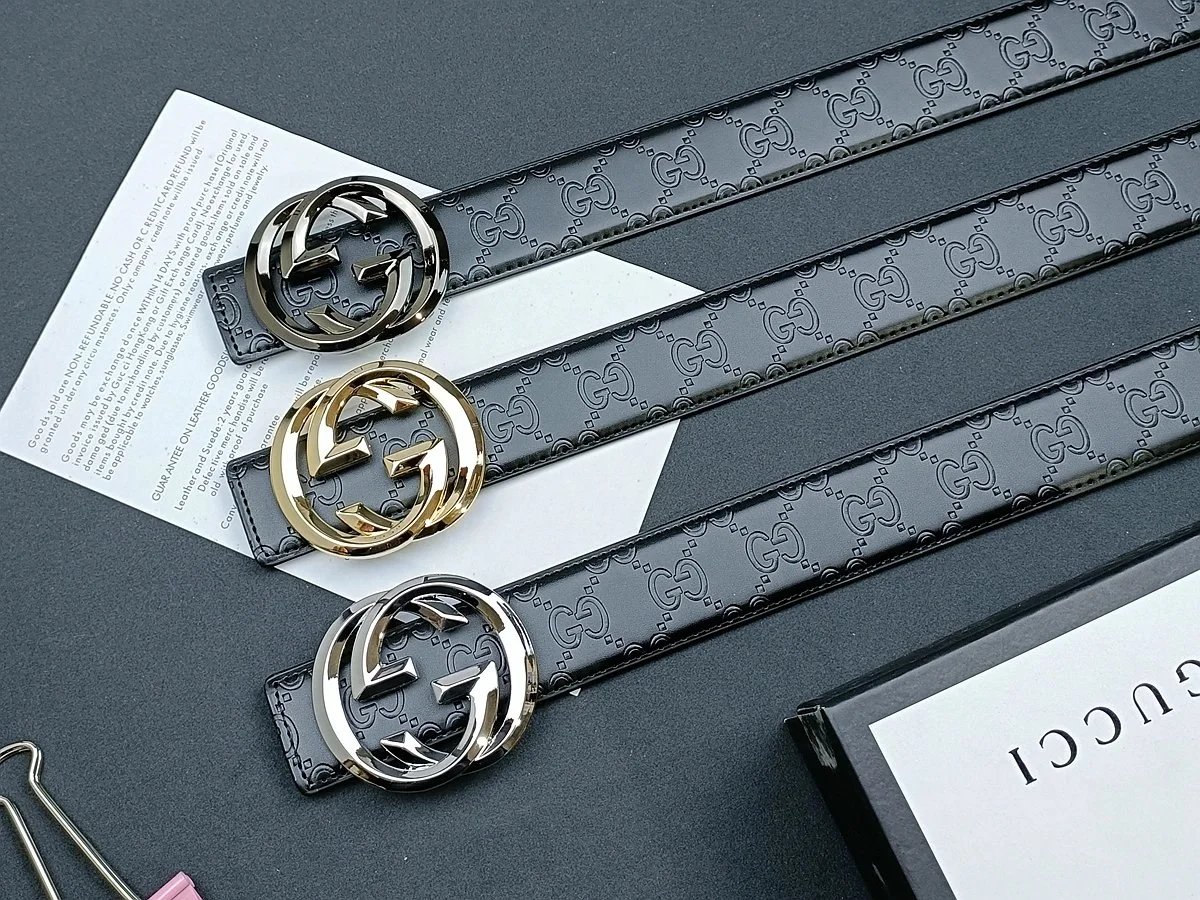 Gucci GG Marmont Belt Black Leather with Red Enamel Buckle - 3