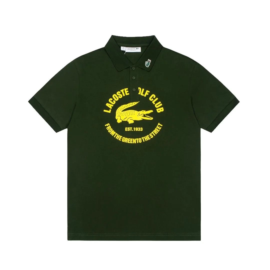 Lacoste Polo Shirt Black with Green Striped Collar and Star Print Cuff Tops.polo - 18