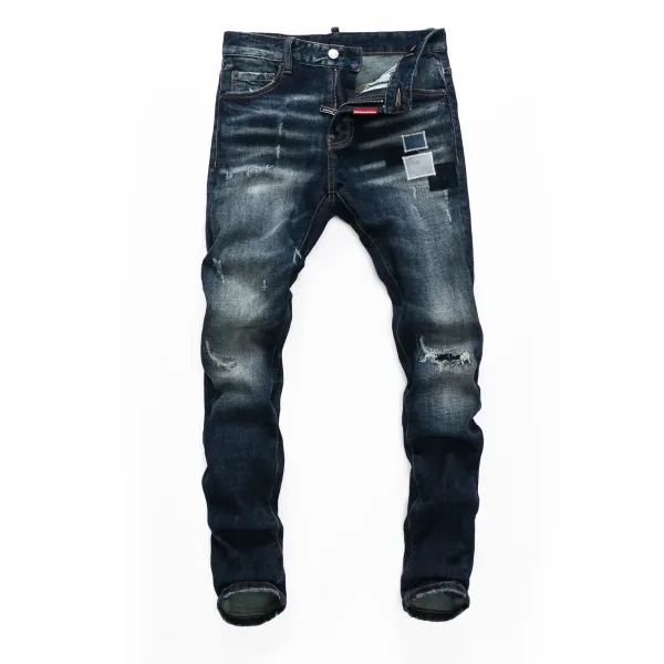 Dsquared2 Distressed Gray Paint-Splatter Slim Fit Jeans - 17