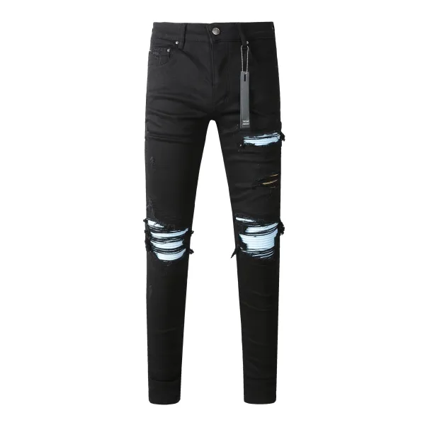 Amiri Distressed Skull Print Black Jeans - 34