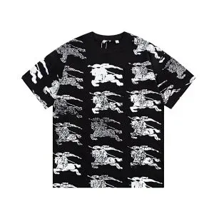 Burberry Equestrian Knight Print Black T-Shirt - 1