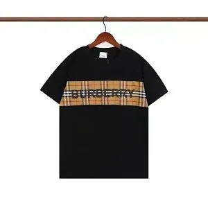 Burberry Check Stripe T-Shirt Black - 1