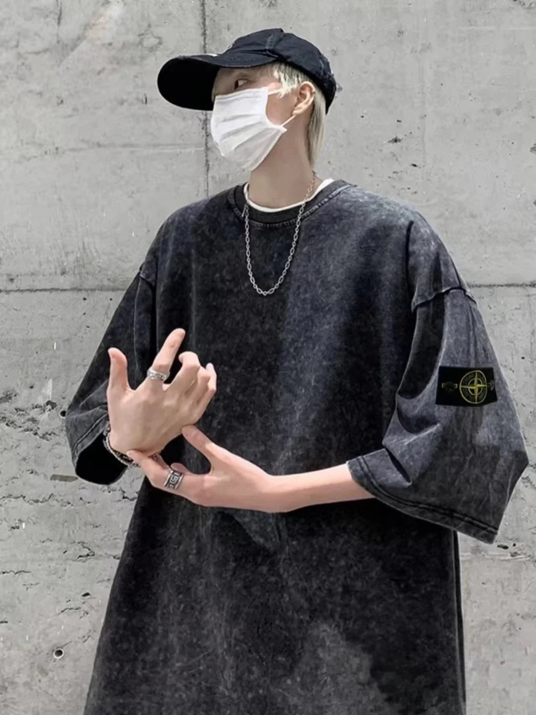 Stone Island Oversized Washed Blue T-Shirt - 5