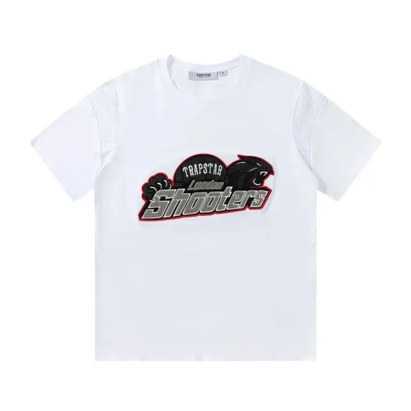 Trapstar London Shooters White Mesh-Sleeve T-Shirt - 1