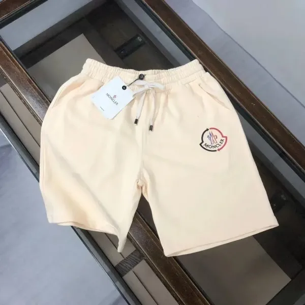 Moncler Logo Embroidered Beige Shorts - 1