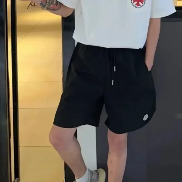 Moncler Logo-Print Heather Gray Shorts - 4