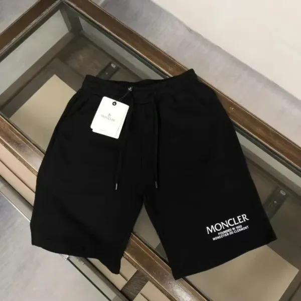 Moncler Logo-Print Black Cotton Shorts - 1