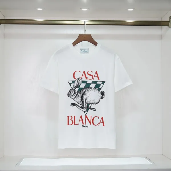Casablanca Joy Stork Print White T-Shirt - 12