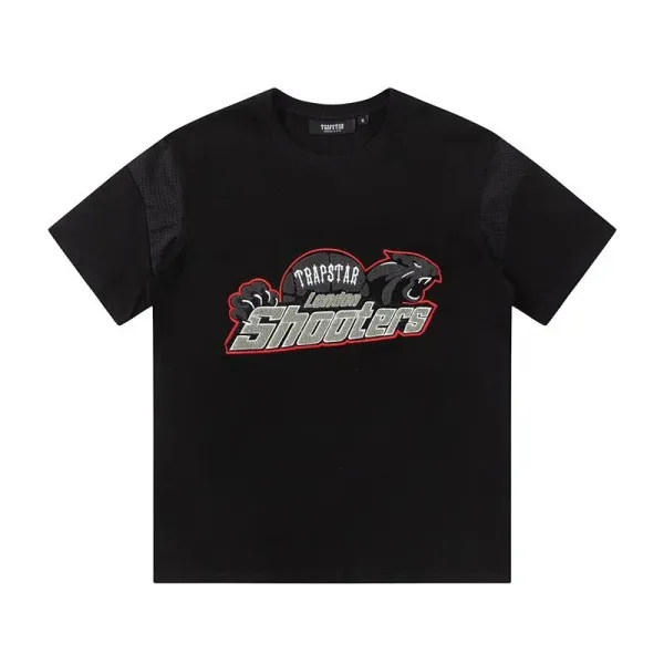 Trapstar Shooters Black Mesh-Panel T-Shirt - 1