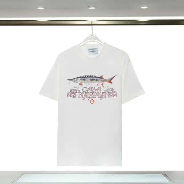 Casablanca Casa Kaspia Sturgeon Graphic White T-Shirt - 1