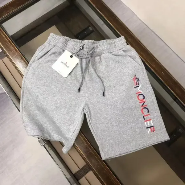 Moncler Logo-Print Heather Gray Shorts - 1