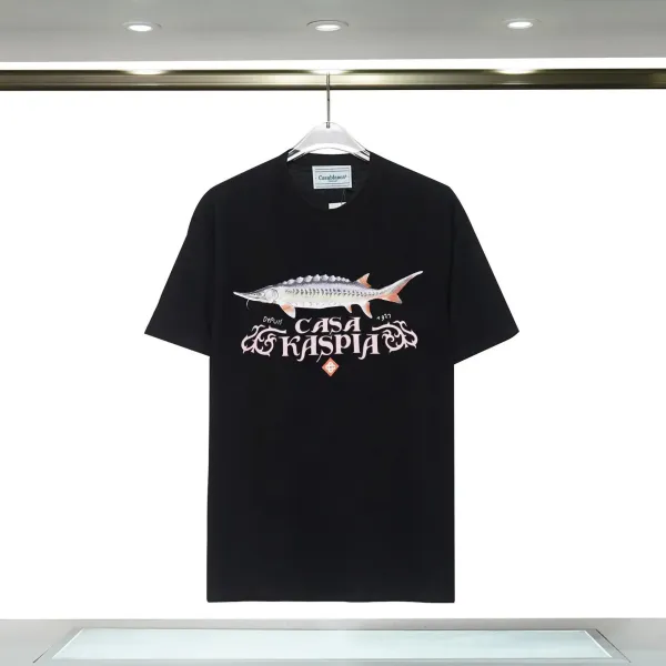 Casablanca x Casa Kaspia Sturgeon Graphic Black T-Shirt - 1