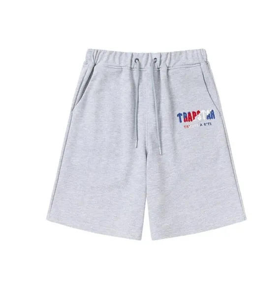 Trapstar Logo Embroidered Gray Sweatshorts - 1