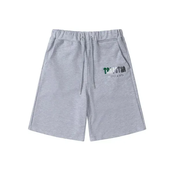 Trapstar Logo Embroidered Gray Sweatshorts - 1