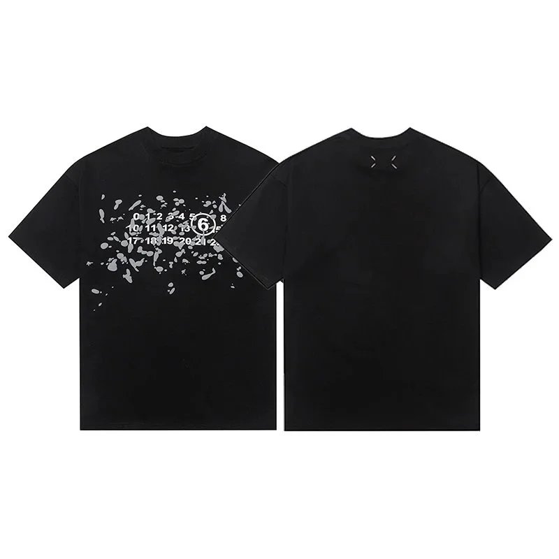 MM6 T-shirt Splatter Numeric Logo Black