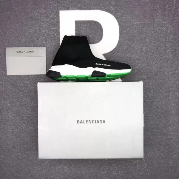 Balenciaga Speed Trainer Black White Green Sneakers - 6