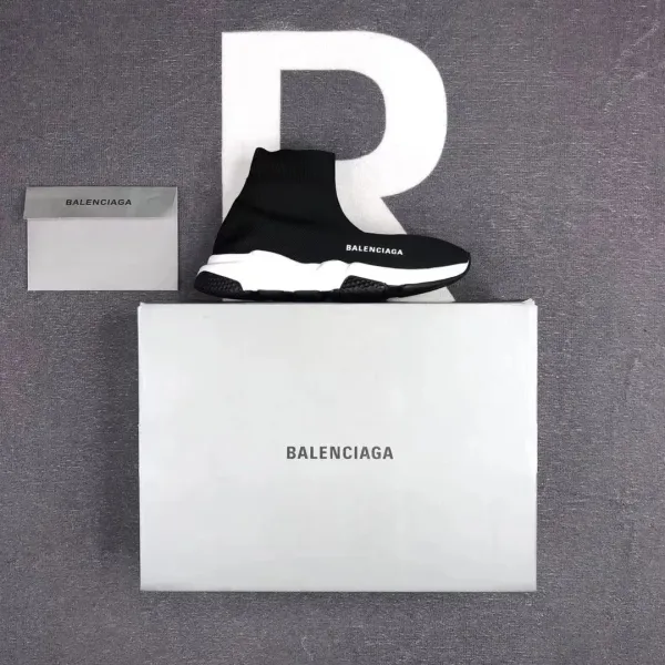 Balenciaga Speed Trainer Black White Green Sneakers - 3