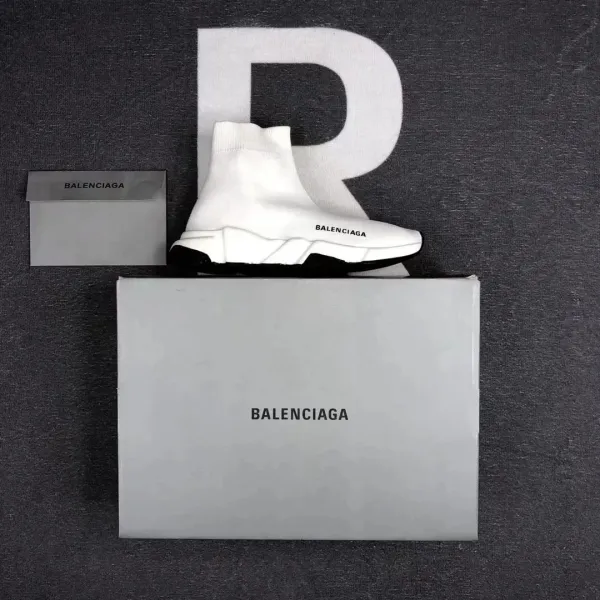 Balenciaga Speed Trainer Black White Green Sneakers - 4