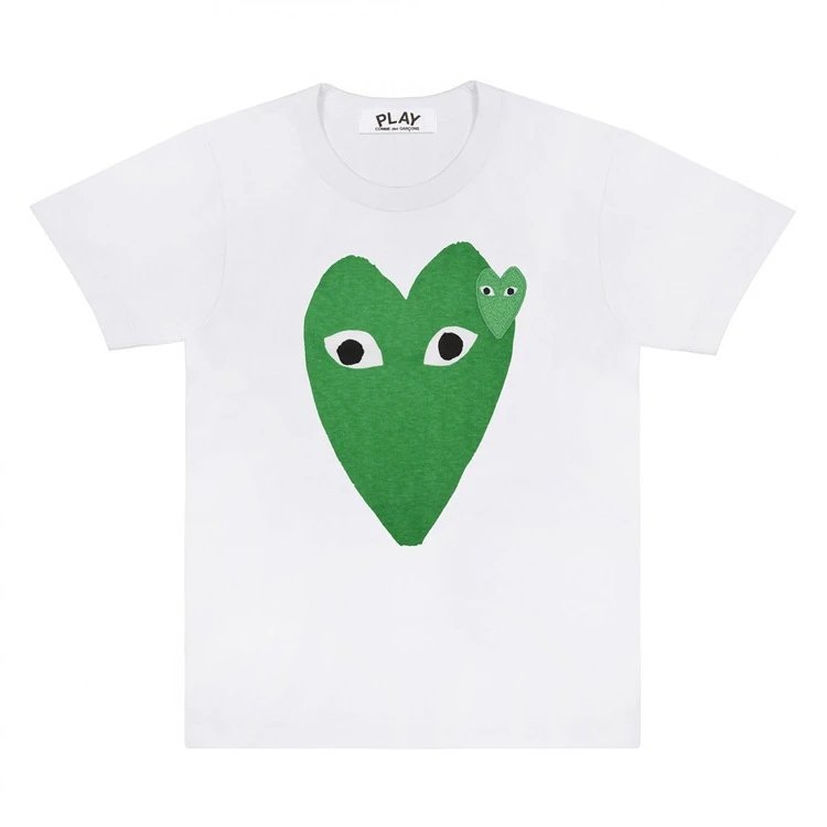 White with Large Green Heart